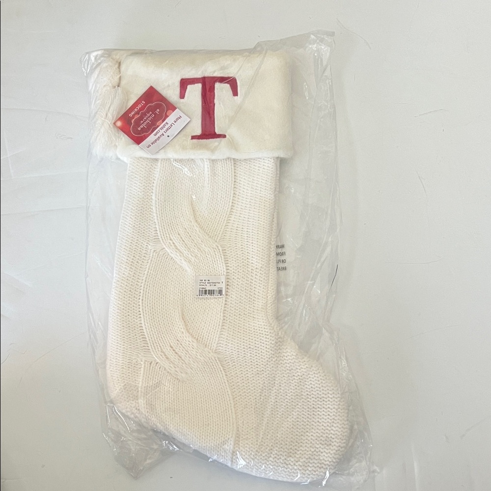 St. Nicholas Square Cream Knit Christmas Stocking